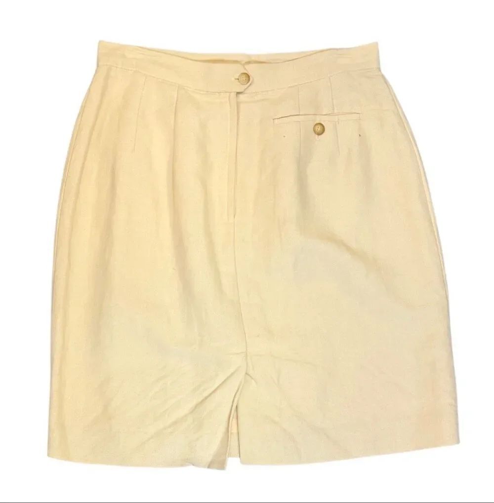 Casual Corner Linen Blend Skirt Sz. 12 Vintage Y2K Lined Knee Length Career - Picture 4 of 8